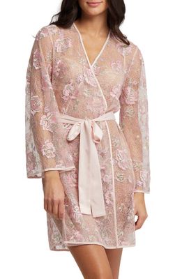 Rya Collection Michelle Sheer Floral Lace Robe in Blush Mix