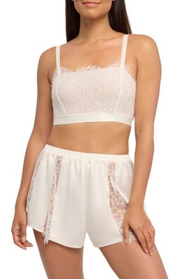 Rya Collection Serena Lace Trim Charmeuse Shorts Pajamas in Ivory