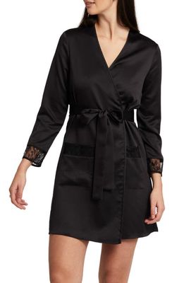 Rya Collection Serena Lace Trim Charmeuse Wrap in Black