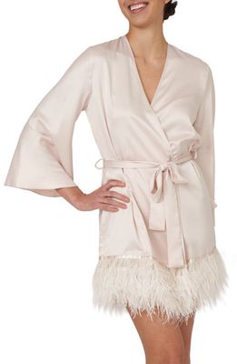 Rya Collection Swan Charmeuse & Ostrich Feather Wrap in Champagne 