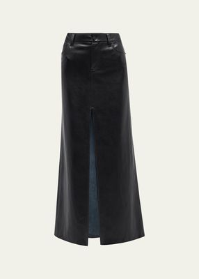 Rye Vegan Leather Front-Slit Maxi Skirt