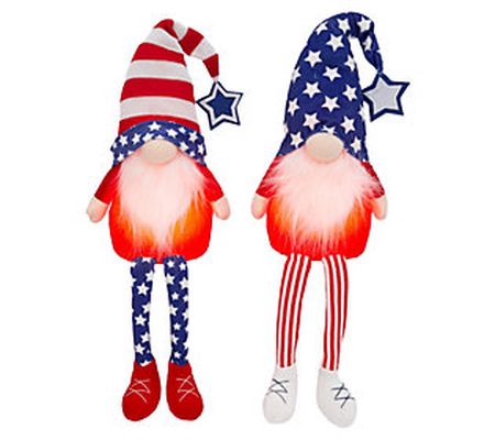 S/2 26.7-in H Battery Operated Americana Gnomes by Gerson Co