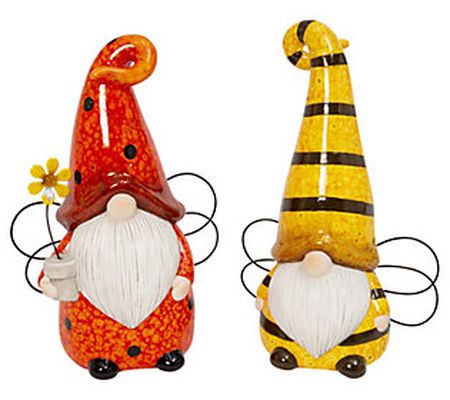 S/2 9.8"H Terracotta Bug and Bee Gnomes by Gers on Co