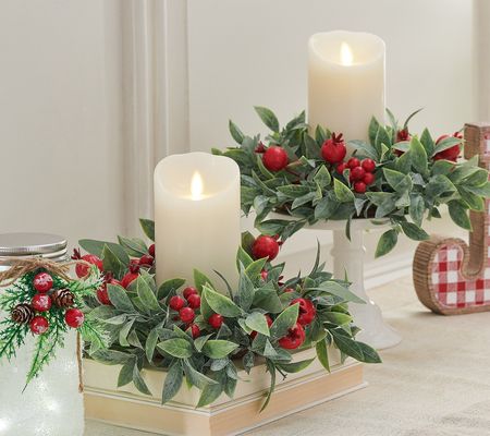 S/2 Berry & Dusted Eucalyptus CandleRings byValerie