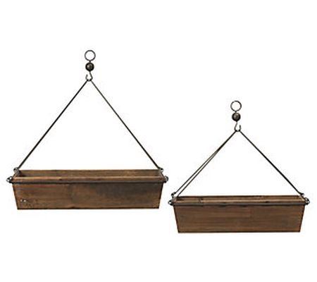 S/2 Wood and Metal Planters by Gerson Co