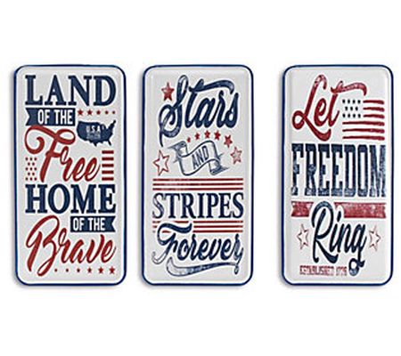 S/3 Assorted 23.8"H Americana Wall Signs by Ger son Co