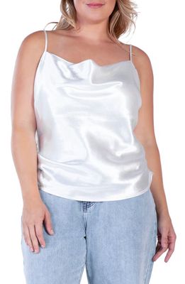 S AND P Cowl Neck Satin Camisole in Silver