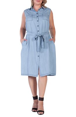 S AND P Sleeveless Chambray Shirtdress in Boundless Blue