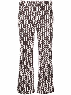 'S Max Mara graphic-print cropped trousers - Brown