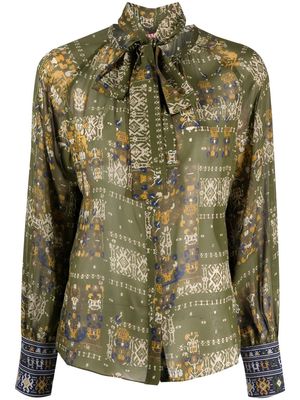 'S Max Mara neck tie abstract-print shirt - Green