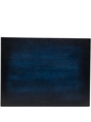 S.T. Dupont embossed-logo leather desk pad - Blue