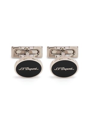 S.T. Dupont engraved-logo oval cufflinks - Silver
