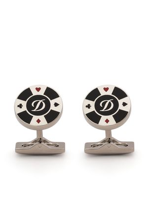 S.T. Dupont poker chip silver cufflinks