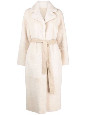 S.W.O.R.D 6.6.44 belted leather maxi coat - Neutrals