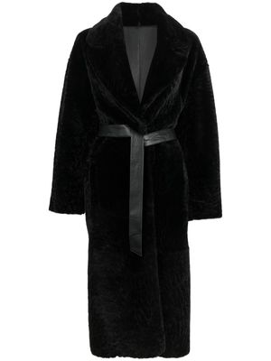 S.W.O.R.D 6.6.44 belted shearling coat - Black