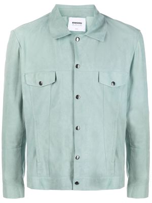 S.W.O.R.D 6.6.44 long-sleeve suede shirt jacket - Green