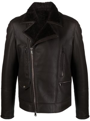 S.W.O.R.D 6.6.44 shearling-trim leather jacket - Brown