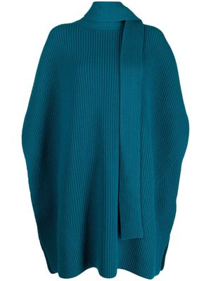 SA SU PHI attached-scarf cashmere-blend jumper - Blue