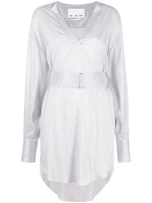 SA SU PHI belted silk shirt dress - White