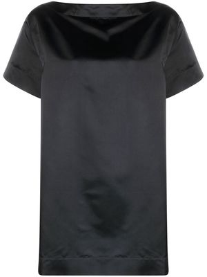 SA SU PHI boat-neck short-sleeved silk top - Black
