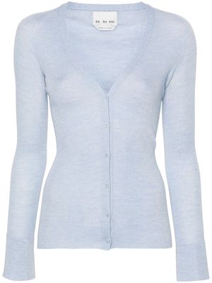 SA SU PHI flared-cuff ribbed cardigan - Blue