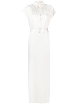 SA SU PHI Francesca tied-waist satin maxi dress - White