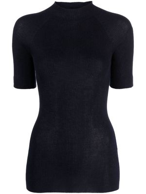 SA SU PHI mock-neck fine-ribbed top - Blue