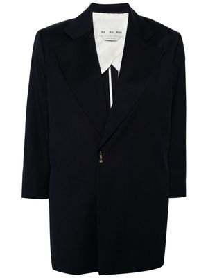 SA SU PHI virgin wool notch-lapel blazer - Blue