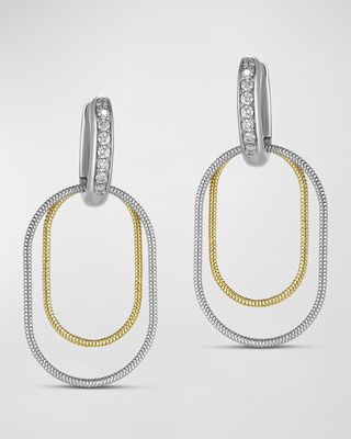 Sabbia D'Oro 18K Yellow and White Gold Diamond Dangle Earrings