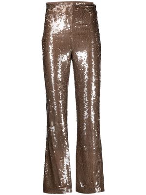 Sabina Musayev flared sequinned trousers - Brown