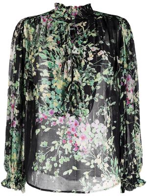 Sabina Musayev floral-print long-sleeve blouse - Black