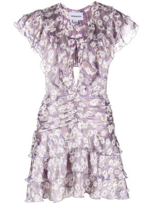 Sabina Musayev floral-print ruffled mini dress - Purple