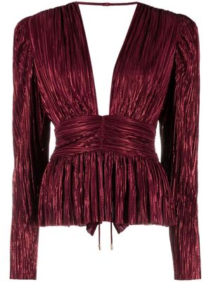 Sabina Musayev Maxim foiled pleated top - Red