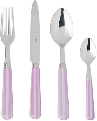 Sabre Pink & White Transat Flatware Set, 24 pcs