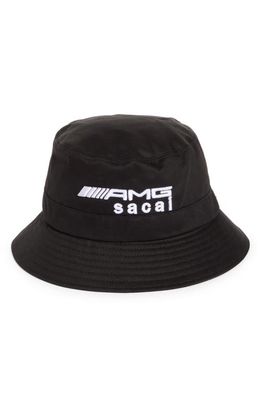 Sacai AMG Embroidered Logo Bucket Hat in Black