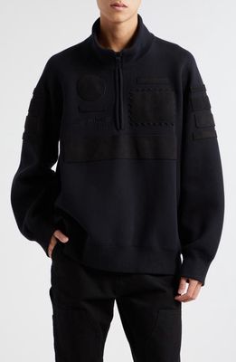 Sacai AMG Patch Half Zip Sweatshirt in Black