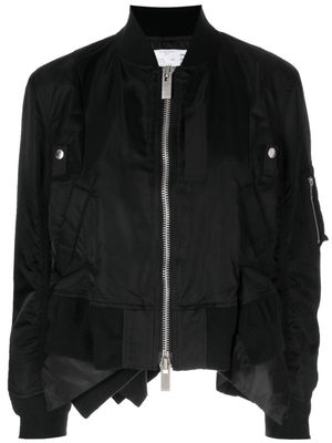 sacai asymmetric bomber jacket - Black
