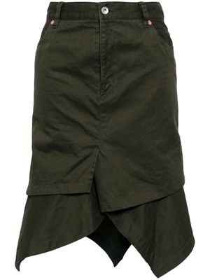 sacai asymmetric cotton skirt - Green