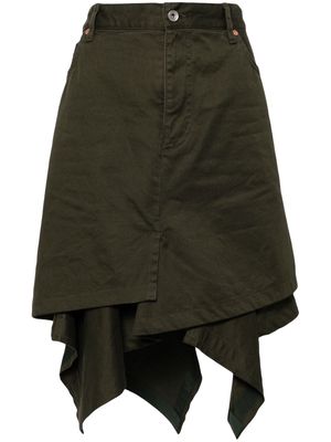 sacai asymmetric denim skirt - Green
