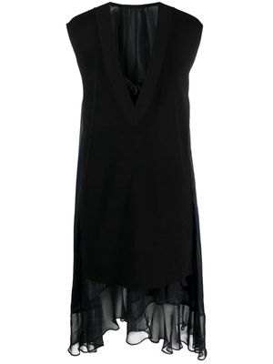 sacai asymmetric knitted-panel dress - Black