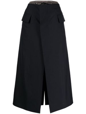 sacai asymmetric midi skirt - Blue