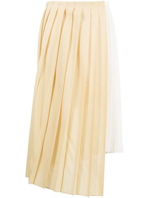 sacai asymmetric pleated skirt - Yellow