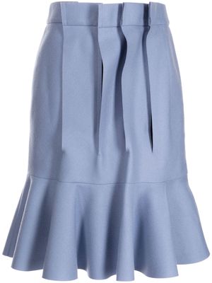 sacai asymmetric pleated wool skirt - Blue