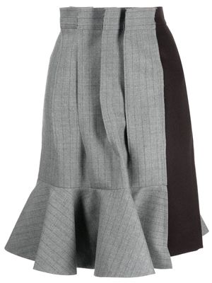 sacai asymmetric pleated wool skirt - Grey