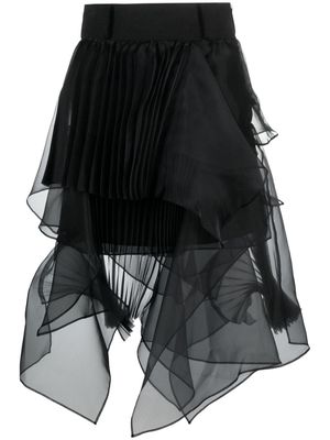 sacai asymmetric tule skirt - Black