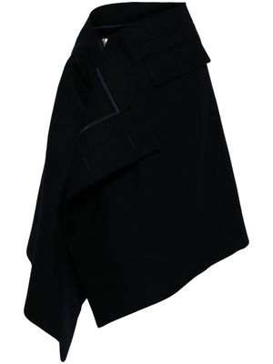 sacai asymmetric wool midi skirt - Blue