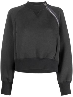 sacai asymmetric zip-detailed jumper - Grey