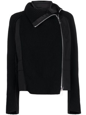 sacai asymmetric-zip jacket - Black