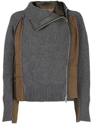 sacai asymmetric-zip jacket - Grey