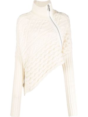sacai asymmetric zipped jacket - White